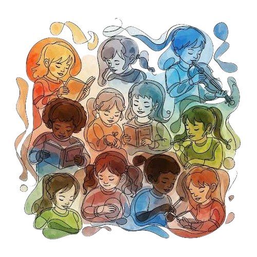 Kinderen die samen spelen en leren (afbeelding)
